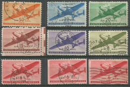 USA 1941/44 Bimotore Twin-Motored Plane SC.@#C25/C31 - Cpl 7+2v Incl. From Booklet Set Mostly VFU Condition - Annate Complete