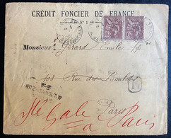 FRANCE Lettre Recommandée Mouchon N°113 Paire Oblitéré Dateur " Paris / Capucines " Inconnu ? Retour A L'envoyeur - 1900-02 Mouchon