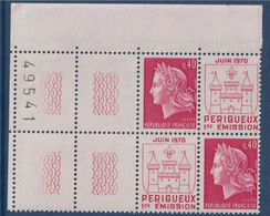 Type Marianne De Cheffer Inauguration Imprimerie De Périgueux 1643 Vignette Droite/gauche Coin De Feuille Numéroté 49541 - 1967-1970 Maríanne De Cheffer