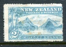 New Zealand 1902-07 Pictorials - Wmk. NZ & Star - P.14 - 2/- Milford Sound - Blue-green MNG (SG 328a) - Toned - Ungebraucht