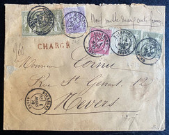 Lettre Chargé En VD De 9200FR Tarif 9fr 75c Tricolore Sage N°71, 72 X4 & 95 Soissons Pour Nevers Superbe Signé JF.BRUN - 1898-1900 Sage (Tipo III)