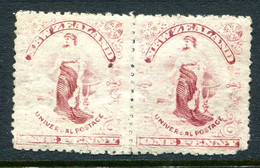New Zealand 1906 Universal - Royle Plates - Cowan Paper - P.14 - 1d Rose-carmine Pair HM (SG 356) - Ungebraucht