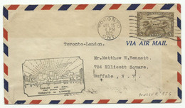 Muller 156 - Cover Fr. 5c. Canc. TORONTO 15 Jul. 1929 To Buffalo + Canda Airmail Toronot To London .  - W1812 - Posta Aerea