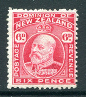 New Zealand 1909-16 King Edward VII - P.14 X 14½ - 6d Carmine HM (SG 392) - Gum Toning - Unused Stamps