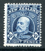 New Zealand 1909-16 King Edward VII - P.14 X 14½ - 8d Indigo-blue HM (SG 393) - Nuovi