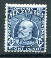 New Zealand 1909-16 King Edward VII - P.14 X 14½ - 8d Indigo-blue HM (SG 393) - Nuevos