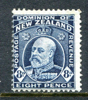 New Zealand 1909-16 King Edward VII - P.14 X 14½ - 8d Indigo-blue HM (SG 393) - Ongebruikt