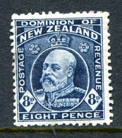 New Zealand 1909-16 King Edward VII - P.14 X 14½ - 8d Indigo-blue HM (SG 393) - Nuevos