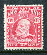 New Zealand 1909-16 King Edward VII - P.14 - 6d Carmine HM (SG 398) - Unused Stamps