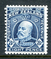 New Zealand 1909-16 King Edward VII - P.14 - 8d Indigo-blue HM (SG 400) - Nuevos