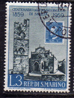 REPUBBLICA DI SAN MARINO 1959 CENTENARIO PRIMI FRANCOBOLLI SICILIA FIRST STAMPS SICILY LIRE 3 USATO USED OBLITERE' - Usati