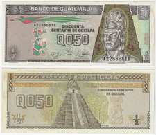 Banknote Guatemala ½ Quetzales 1989 Pick-72a UNC (US$6) - Guatemala
