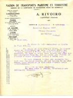 FACTURE.84.CARPENTRAS.TRANPORTS MARITIME ET TERRESTRE.A.RIVOIRO. - Transports