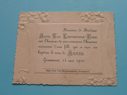GRAMMONT 14 Mai 1910 > Naissance De AGNES > De Arth. VAN LIEFFERINGE - DAEM ( Voir SCAN ) ! - Naissance & Baptême
