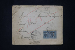 SYRIE - Enveloppe De Beyrouth En Recommandé Pour Reims En 1923 Avec Semeuse Surchargées En Paire - L 116616 - Storia Postale