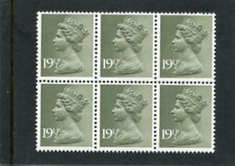 GREAT BRITAIN - 1982  MACHIN  19 1/2p  BLOCK OF 6  MINT NH  SG X957 - Non Classés