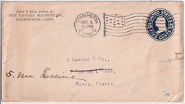 1915 - USA - OBLITERATION DRAPEAU / FLAG Sur ENVELOPPE ENTIER REPIQUEE De TORRINGTON => PARIS - 1901-20