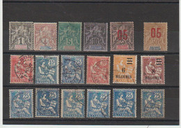 TIMBRES  DIVERS De  "  ANJOUAN - ALEXANDRIE "  - TYPE SAGE - TYPE MOUCHON - OBLITERES - Usati