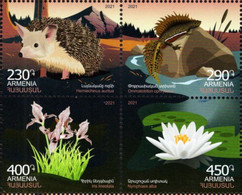 Armenia - 2021 - Flora And Fauna Of Armenia - Mint Stamp Set (se-tenant Block) - Armenia