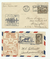 Muller 176 - 2 Covers Fr 5c. Canc. REGINA SASKATCHEWAN 3 March  1930 And WINNIPEG 3 Mar. 1930 + 2 Differents Hs First Re - Luftpost