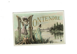 Montendre-Jolie Carte Fantaisie Lettres Dorees 1906 - Autres Communes