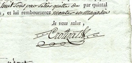 A LA GARDE DE DIEU 1808 BEZIERS LETTRE DE VOITURE TRANSPORT ROULAGE  Charrette Sétiers De Blé Crouzat Sign. Maçonnique - 1800 – 1899