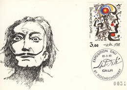 Carte Illustrée Cachet Commémoratif 22 3 80 ROCHECHOUART Exposition DALI CALR - 1980-1989