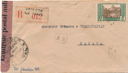 LETTRE RECOMMANDÉE WWII PAPEETE TAHITI 3F (N°140) FRANCE LIBRE CONTROLE POSTAL PAPARA COVER OCEANIA - Brieven En Documenten