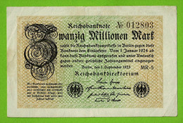 ALLEMAGNE / 20 MILLIONEN MARK / REICHSBANKNOTE / 01 - 09 - 1923 :/ MR-5 /.012803 /  Ros.107 - 20 Miljoen Mark