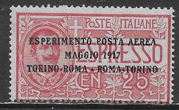 Italia Italy 1917 Regno Esperimento Di Posta Aerea C25 Sa N.A1 Nuovo MH * - Airmail