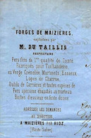 1857 ENTETE Fer Essieux Charrues Etc  FORGES DE MAIZIERES M. DU TAILLIS à Maizieres Par Rioz Haute Saone Pour Gris Cadet - 1800 – 1899