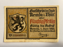 Allemagne Notgeld Remda 50 Pfennig - Collections