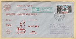 1er Vol - Nice Londres - 1975 - France Angleterre - 1960-.... Briefe & Dokumente