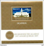 UGANDA Stamps Aga Khan 50th Anniversary Coronation 2008 Souvenir Sheet Ismaeli Mosque MNH OUGANDA - Uganda (1962-...)