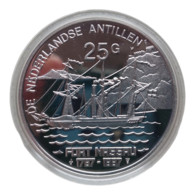 Netherlands Antilles 25 Gulden Silver Proof Fort Nassau 1797-1997 - Antilles Néerlandaises