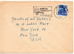 56797 - DDR - 1957 - 50Pfg. 5-Jahres-Plan EF A Bf. ROSTOCK - MARTIN BRAUCHT SCHROTT ... -> New York, NY (USA) - Covers & Documents