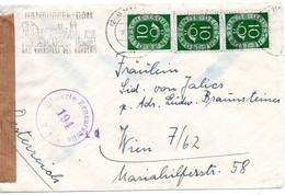 56810 - Bund - 1952 - 3@10Pfg. Posthorn A. Bf. M. Oesterr. Zensur HAMBURG - HAMBURGER DOM ... -> Oesterreich - Storia Postale