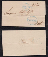 Portugal 1853 Cover CHAVES To PORTO Blue Postmark - ...-1853 Préphilatélie