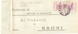 1944 Documento A Tariffa Ridotta Da Gazzano Per Broni Con Coppia Lupa Capitolina - Marcofilía
