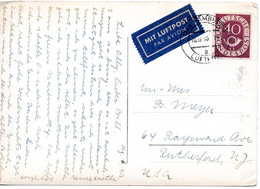 56826 - Bund - 1953 - 40Pfg. Posthorn EF A LpAnsKte HAMBURG LUFTPOST -> Rutherford, NJ (USA) - Brieven En Documenten