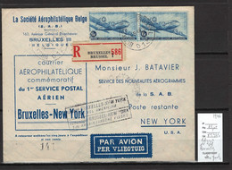 Belgique - 1er Service Postal Aérien Bruxelles - New York -1946 - Aéreo