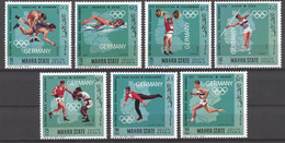 Aden, Mahra State, 1968, Olympic Games, Sports, German Medal Winners, Perforated, MNH, Michel 99-105A - Otros - Asia