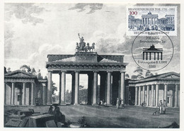 ALLEMAGNE - Carte Maximum - 200eme Anniversaire Porte De Brandebourg - 8/1/1991 - Andere & Zonder Classificatie