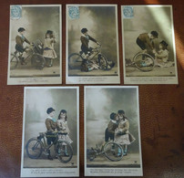 CARTE POSTALE ANCIENNE Série IDYLLE ENFANTINE LOT DE 5 CARTES ANNEES 1920 ? - Collections, Lots & Séries