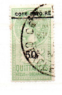 COTE D'IVOIRE 50C VERT QUITTANCES RECUS ET DECHARGES COTE LEGENDE COTE D'IVOIRE EN NOIR SOULIGNEE OBL - Used Stamps