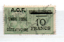 COTE D'IVOIRE  10F VERT CONNAISSEMENTS BARRES  AOF ET LEGENDE EN NOIR OBL - Used Stamps