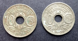 Lot De 2 Pièces 10 Centimes Lindauer .1938. Et .1939. - 10 Centimes