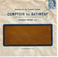 France Enveloppe Publicitaire Produit En Ciment Armé Comptoir Du Batiment Chazey-Bons (Ain) - Sonstige & Ohne Zuordnung