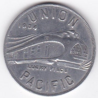 Jeton En Aluminium Union Pacific Lucky Piece Token 1934 - Train - Professionnels/De Société