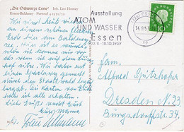 51033 - Bund - 1959 - 10Pfg. Heuss III EF A AnsKte ESSEN - AUSSTELLUNG ATOM UND WASSER ... -> DDR - Atomenergie